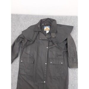 Cowboy Western Oilskin Wax Coat Duster Mens Large Black Western Rider Australian